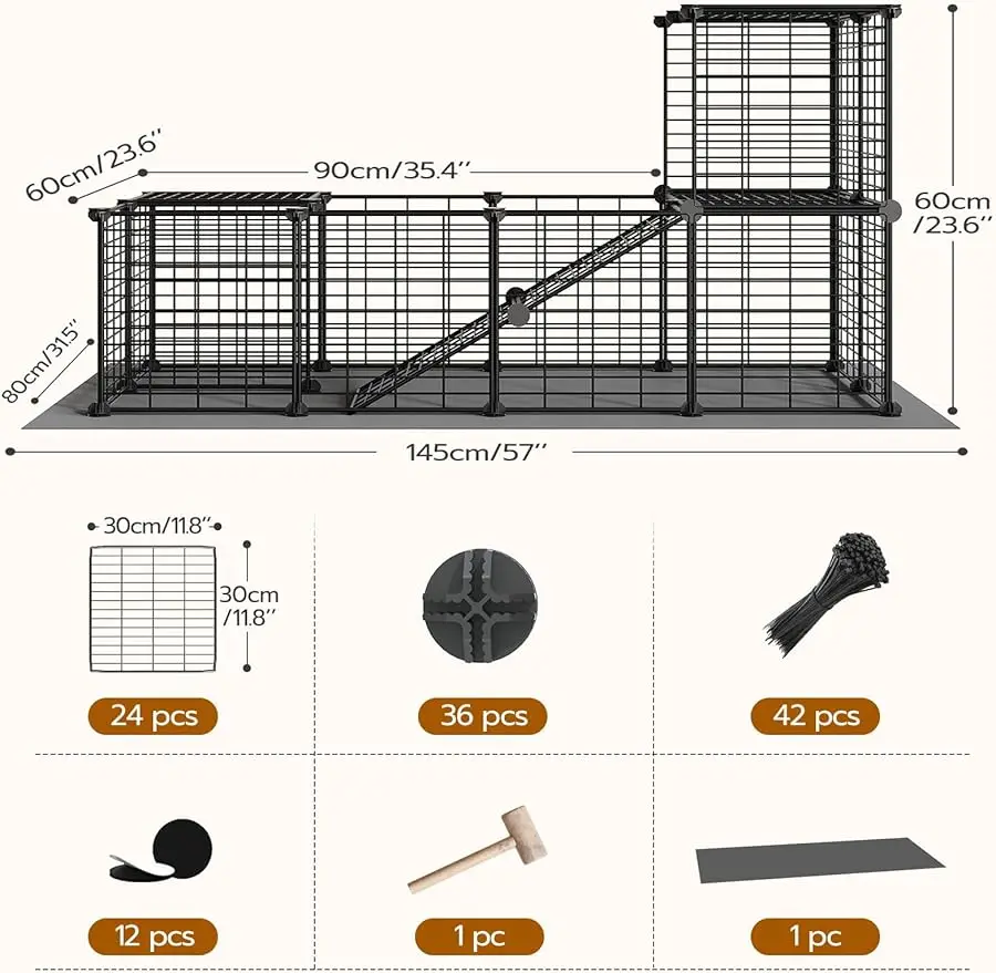 

Guinea Pig Cage with Waterproof Mat, 24 Panels Small Animal Playpen, Rabbit Cage, Bunny Cage, Chicken Cage, Pet Playpen, Indoor