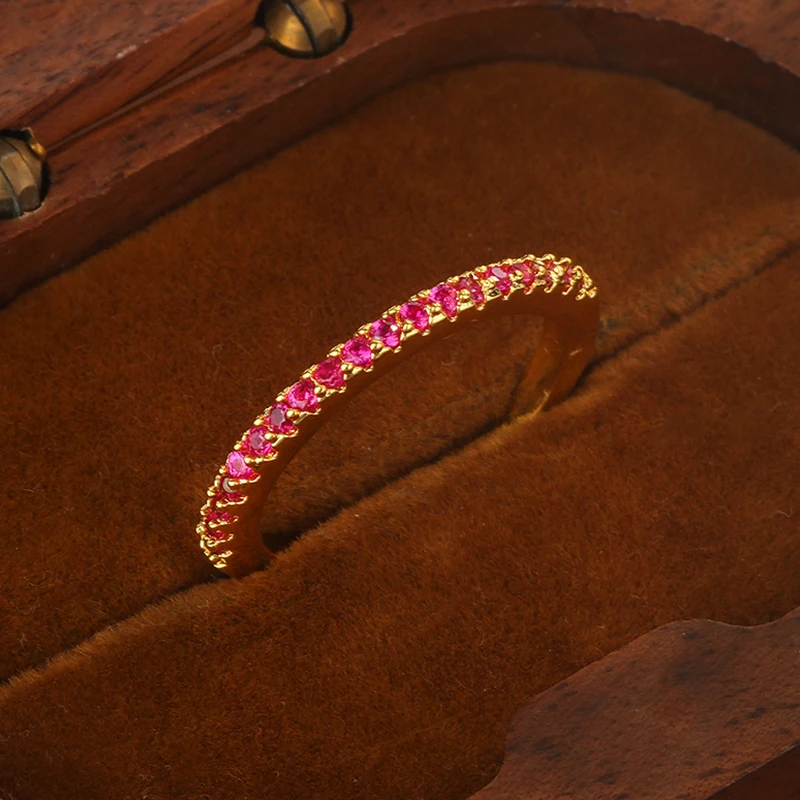 【Bestseller】مجموعة قنوات وردية وردية مطلية بالذهب عيار 18 قيراط للنساء، شريط بسيط قابل للتكديس، مجوهرات لذيذة، هدية لها #5