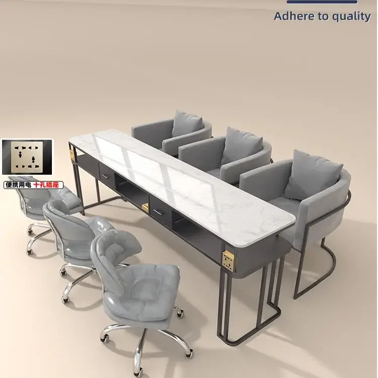 الشمال بسيط الحديثة طاولة أظافر سوداء واحدة مزدوجة الثلاثي 2025 جديد الرخام صالون الأظافر مجموعة كراسي طاولة خاصة TYMT