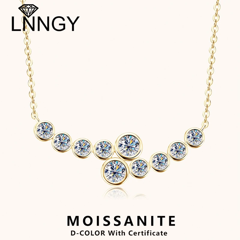 

Lnngy Collar Plata 925 Sterling Silver Irregular Bubble Moissanite Pendant Necklace for Women Wedding Jewelry With Certificate