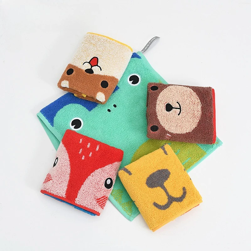 3/5pc Cartoon Print Children's Face Towel Cotton Baby Bath Towel Household Skin-Friendly Face Towel Shower Products Baby Stuff