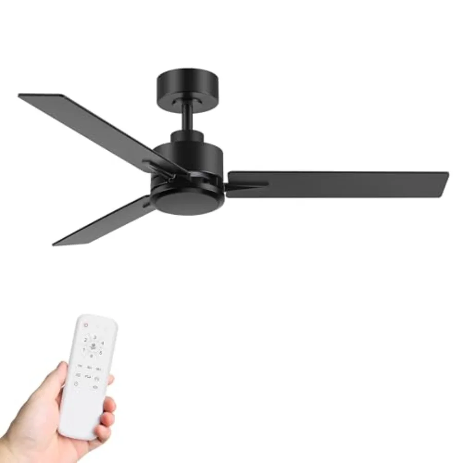 

48 Inch Industrial Ceiling Fans without Lights Remote Control, 6-Speed, Reversible DC Motor, 3 Blades, Modern Indoor/Outdoor Ce