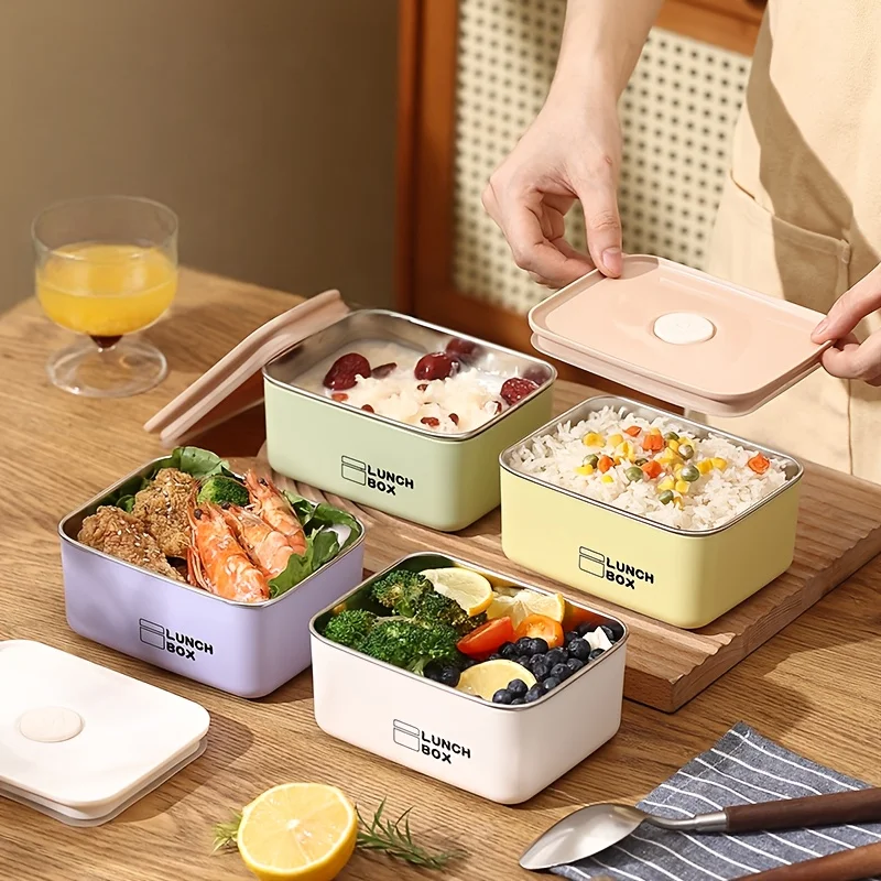 Stainless Steel Leak-Proof Food Storage Container Set [4-Piece Set] for Travel and Picnic, with Lid