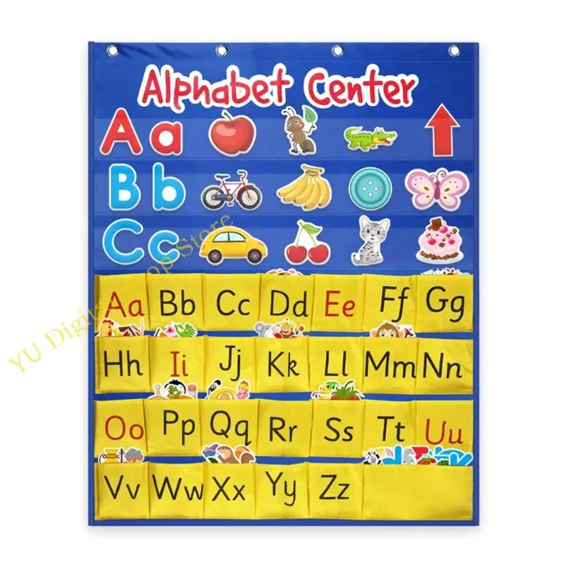 96BA Alphabets Center Pocket Chart Cards Set for Kid Letter Learning Toy Alphabets Pocket Chart Alphabets Learning Wall Chart