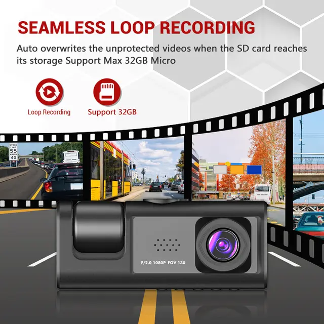 Dash Cam W/ IR Night Vision Loop Recording & 2" IPS Screen 1080P 3 Camera , DVR recorder, video recorder, Vehicle DVR 3 Dash Cam W/ IR Night Vision Loop Recording & 2" IPS Screen 1080P 3 Camera , DVR recorder, video recorder, Vehicle DVR 3