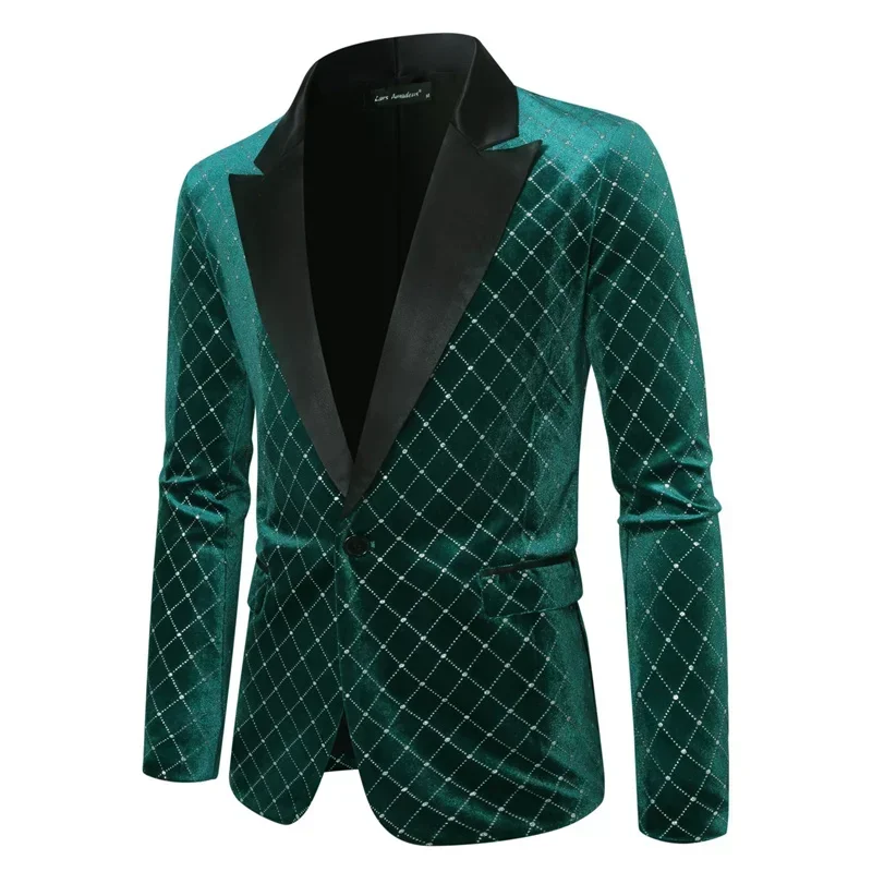 High-grade Men Luxury Gold Velvet Suit Single-button Loose Jacket Black  Green Burgundy Male Wedding Party Dress Plaid Blazers - AliExpress 200000343