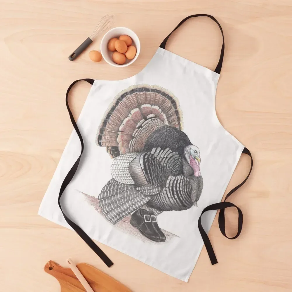 

Turkey in Pilgrim shoes Apron Things For The Kitchen with personal logo kitchen girl Apron