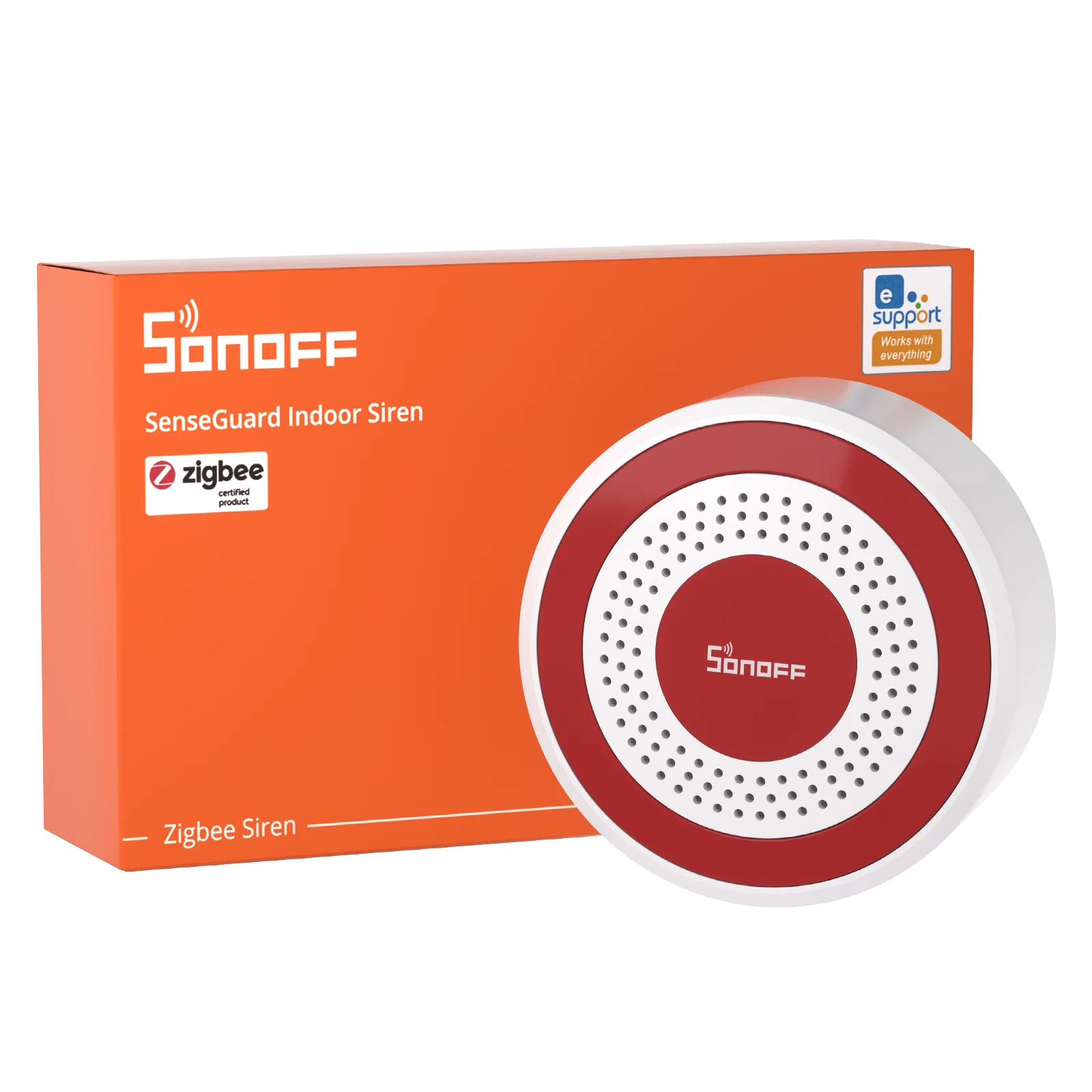 SONOFF SNZB-09P Zigbee SenseGuard Innensirene, lauter Alarm, benutzerdefinierte Alarmtöne, Ton-Licht-Alarm, duale Stromversorgung, Zigbee-Sicherheit