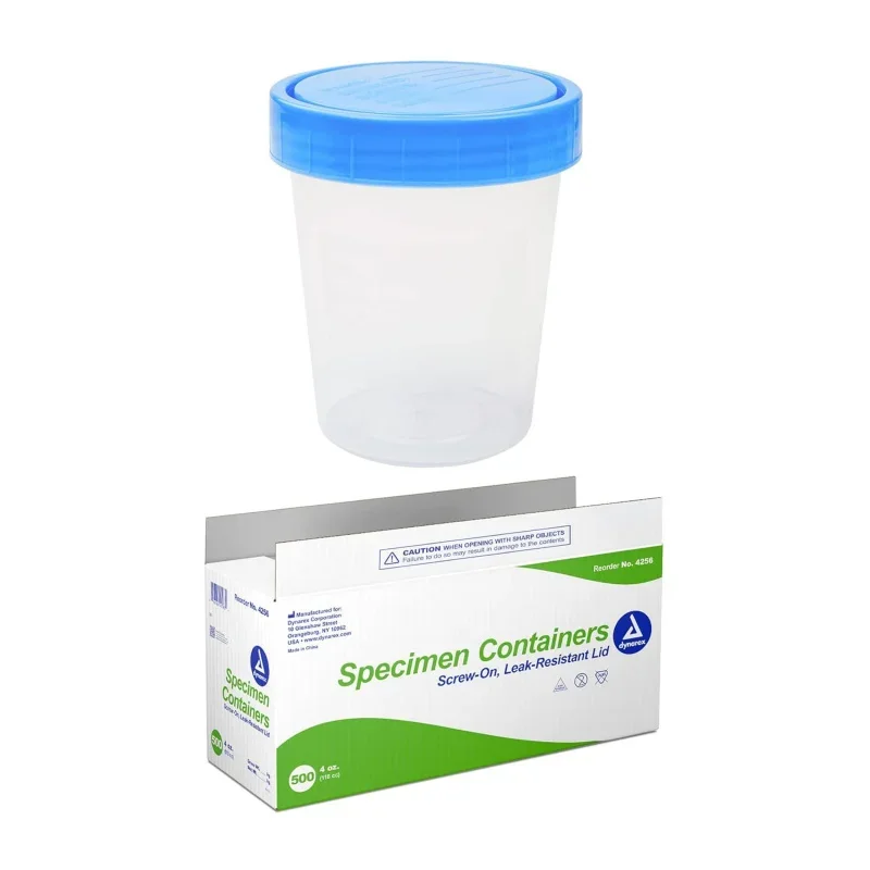 Specimen Containers, Non-Sterile, Bulk Packaged 4oz Specimen Cup with Leak Resistant Screw-On Lid, of 500