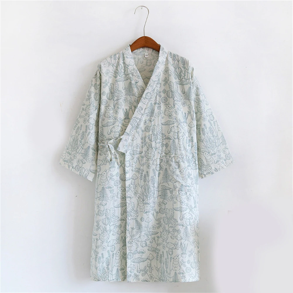 Peignoir kimono en coton pour femme, robe à lacets, chemise de nuit décontractée pour femme, col en V, vêtements de nuit respirants, vêtements d'intérieur, printemps, été