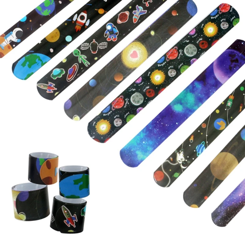 10 pulseras Space Slap, bandas a presión, premios clase, decoraciones para fiestas, favores