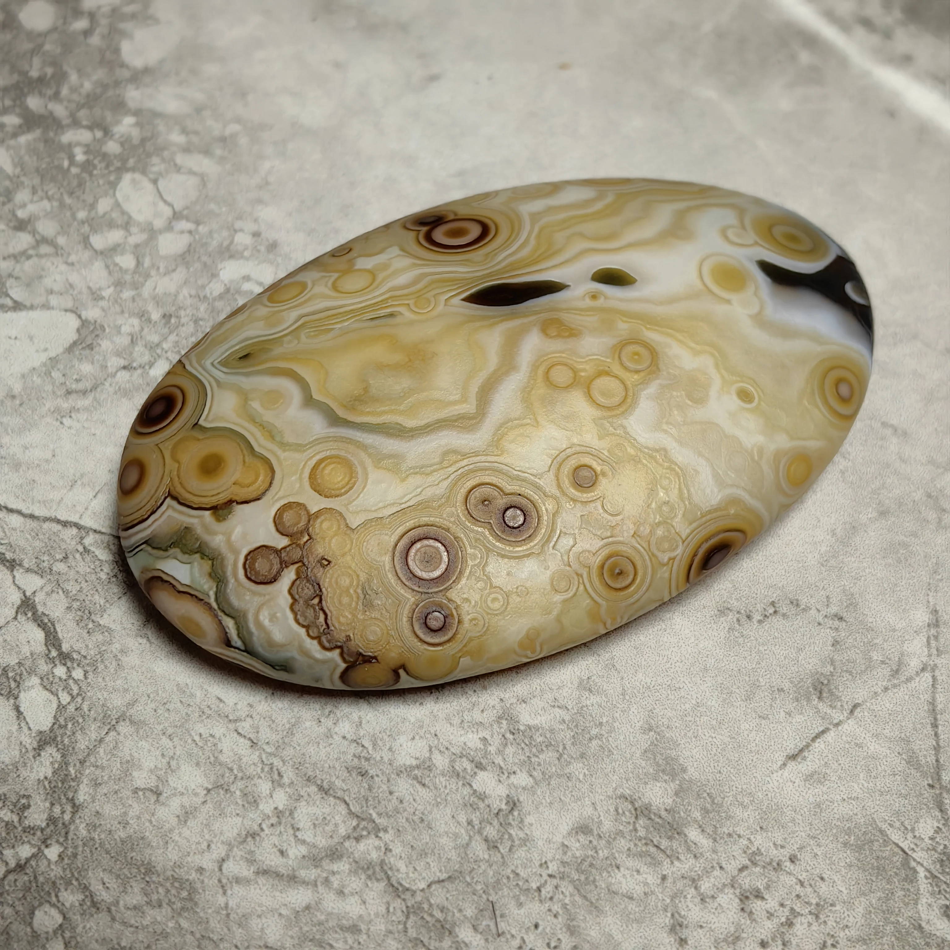 Exotic Gobi Agate with Multiple Eye Spots Rich Color Layers, Lucky Charm for Wealth and Fortune Unique Rock for Prayer - view 4