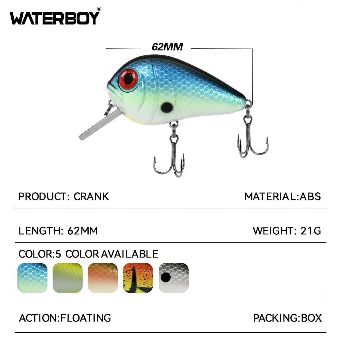 WATERBOY Crazy Crankbaits New Design Fishing Lures Mini Minnow Swing Small Cranks Hard Baits 21g 62mmm Wobblers Fishing Lure