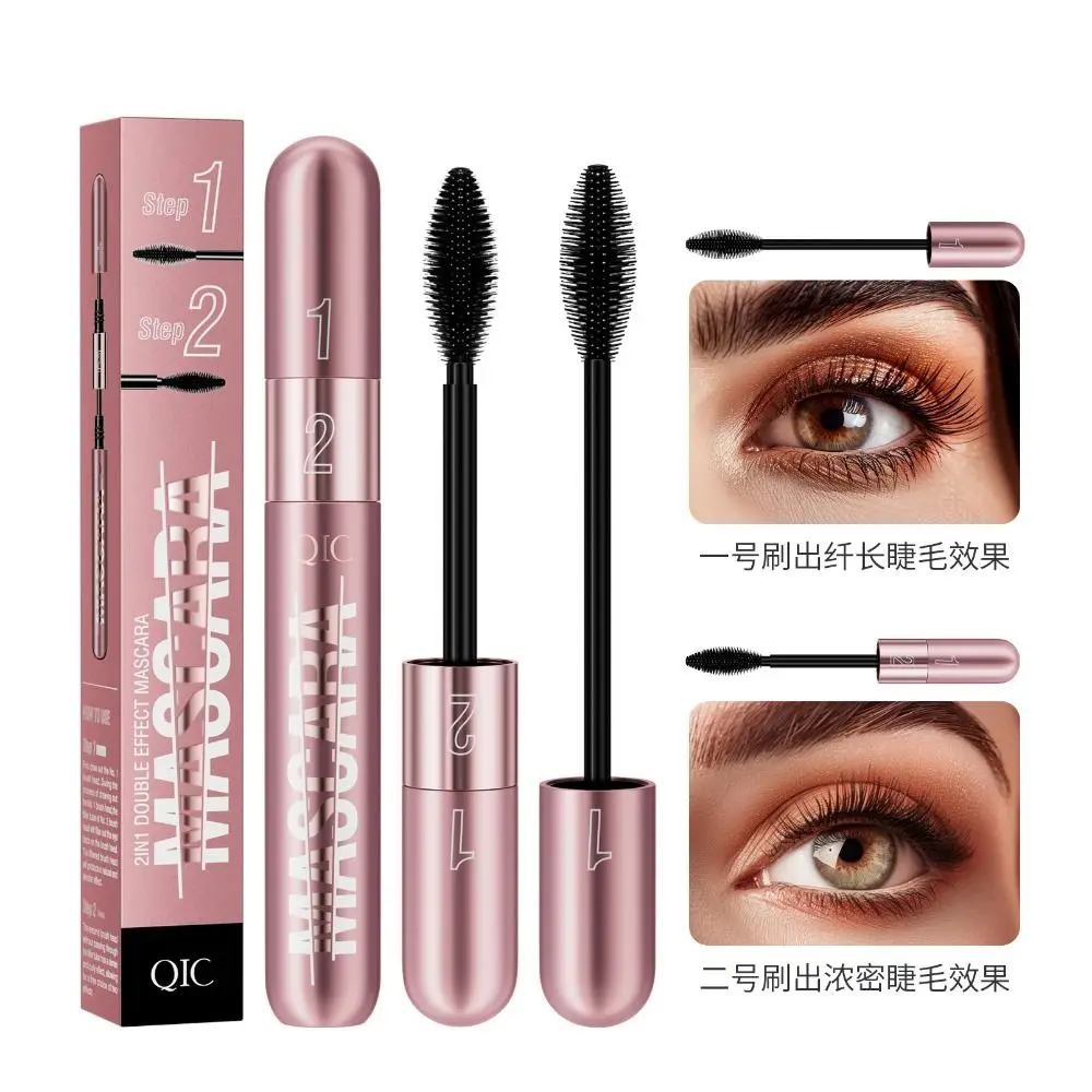 Mascara volume arricciante a lunga durata Mascara impermeabile 3D resistente al sudore a prova di sbavature Doppio in uno