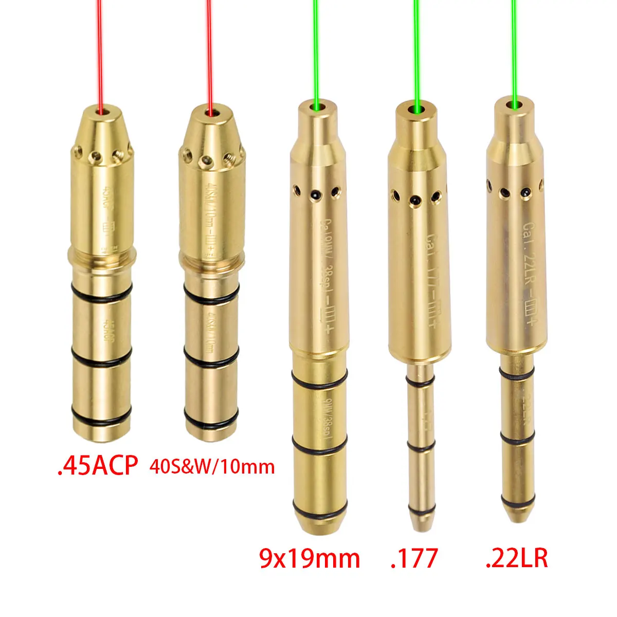 Tactical Green Laser Bore Sight 9mm .177 22LR .45ACP 40S&W Snake Red Pointer Boresighter Sniper Snap Caps Taurus Glock 1911