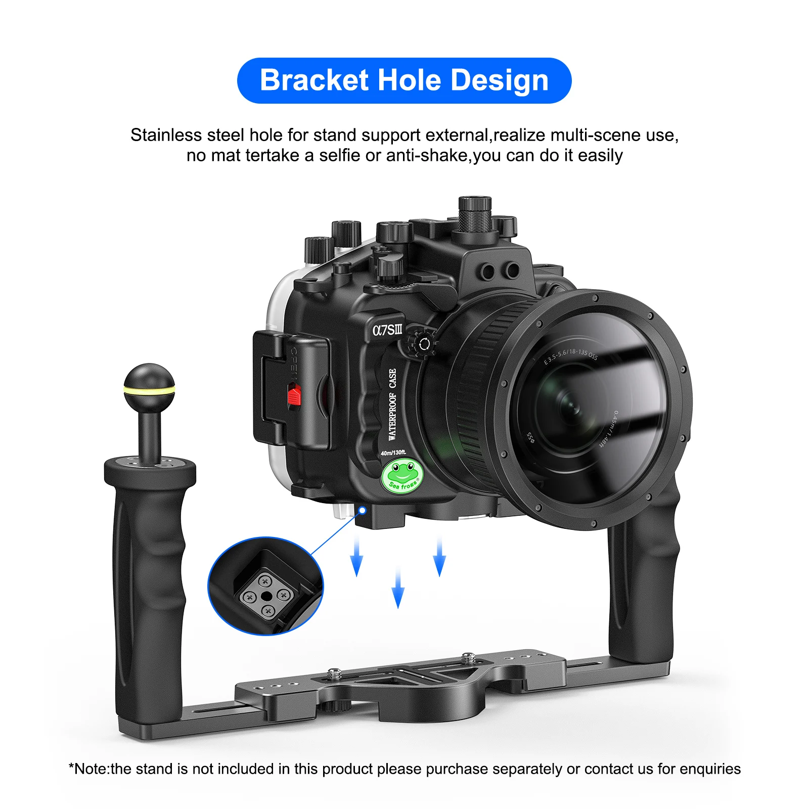 Searogs [40M/130FT] غطاء كاميرا تحت الماء مقاوم للماء للغوص لهاتف Sony A7 SIII 28-70 مللي متر