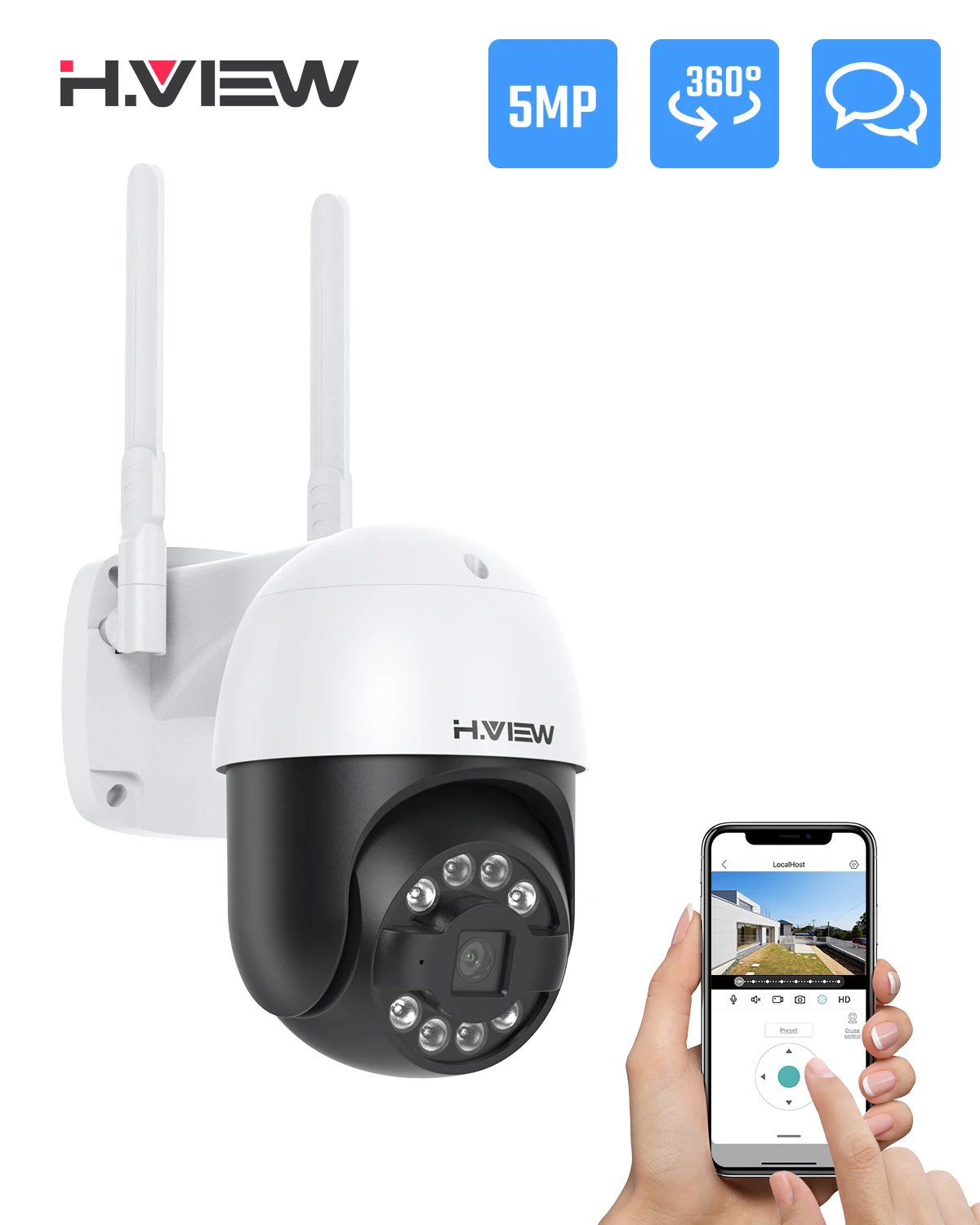 مراجعة شاملة للكاميرا IP H.VIEW 5MP PTZ مع دعم الذكاء الاصطناعي والرؤية الليلية – تقييم عملي من مستخدم حقيقي
