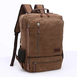 Vintage Canvas Backpack Men Large Capacity Travel Shoulder Bag High Quality Students Bag Male notebook 15 inch Laptop Backpack