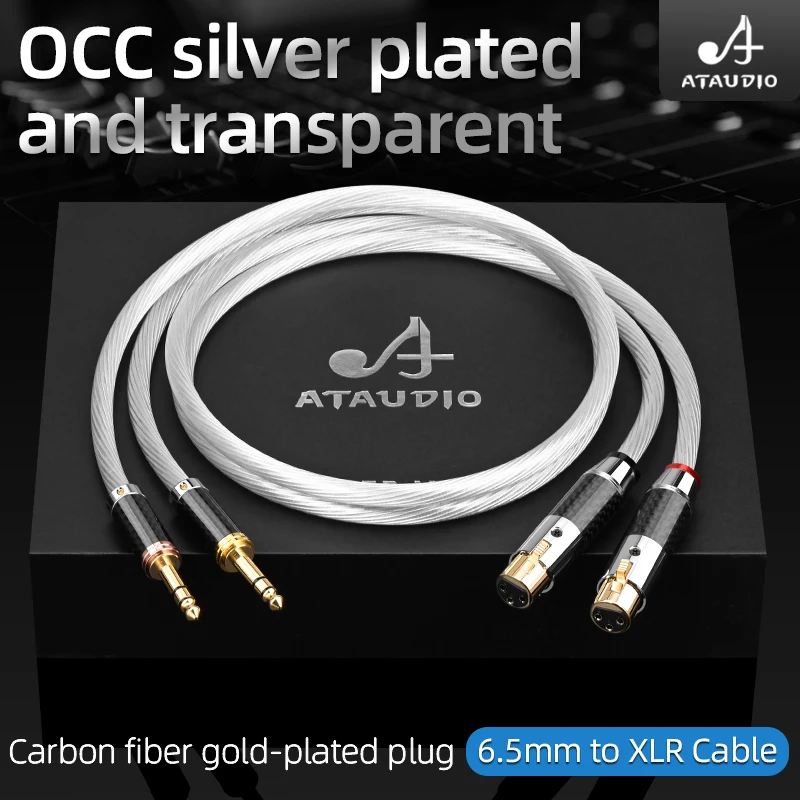 HiFi 6.5 to XLR Cable for Mixer Speaker OCC Silver Plated Core 12 Stand Spiral Weave 6.5mm TRS Jack to XLR Audio Cable