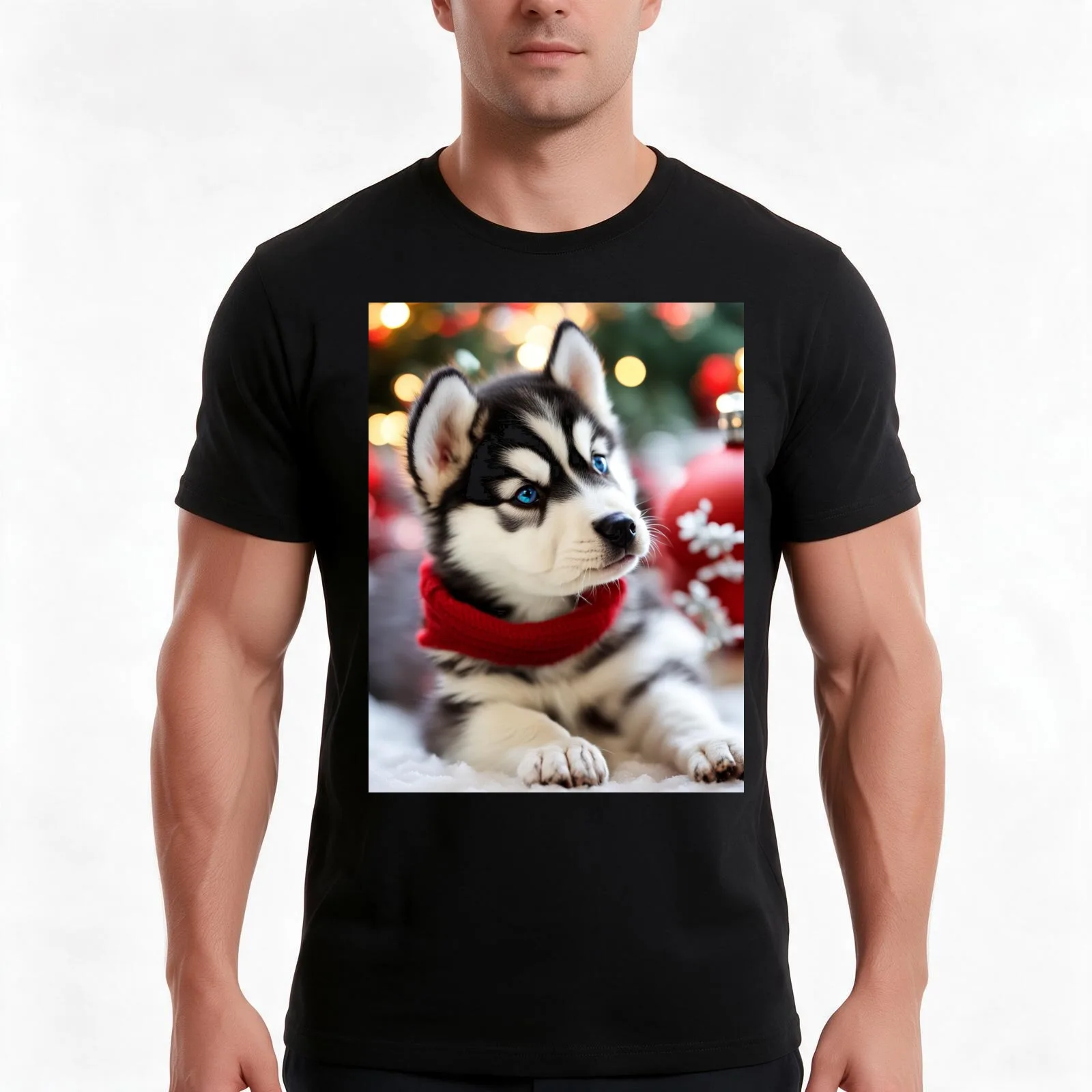 Husky T-Shirt, Summer Casual Cotton Tee, Oversized Streetwear Tops, Vintage Graphic Print, Loose Fit Short Sleeve, 100% Cotton
