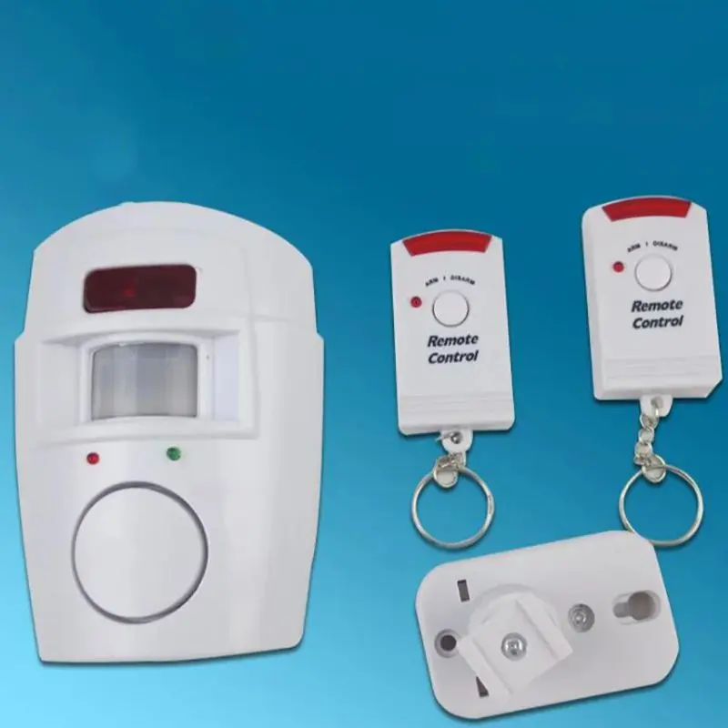 Wireless Alarm Infrared Motion Sensor Alarm - Burglar Alarm with 2 Remote Controls, 105dB, Suitable for Home/Garages/Shops