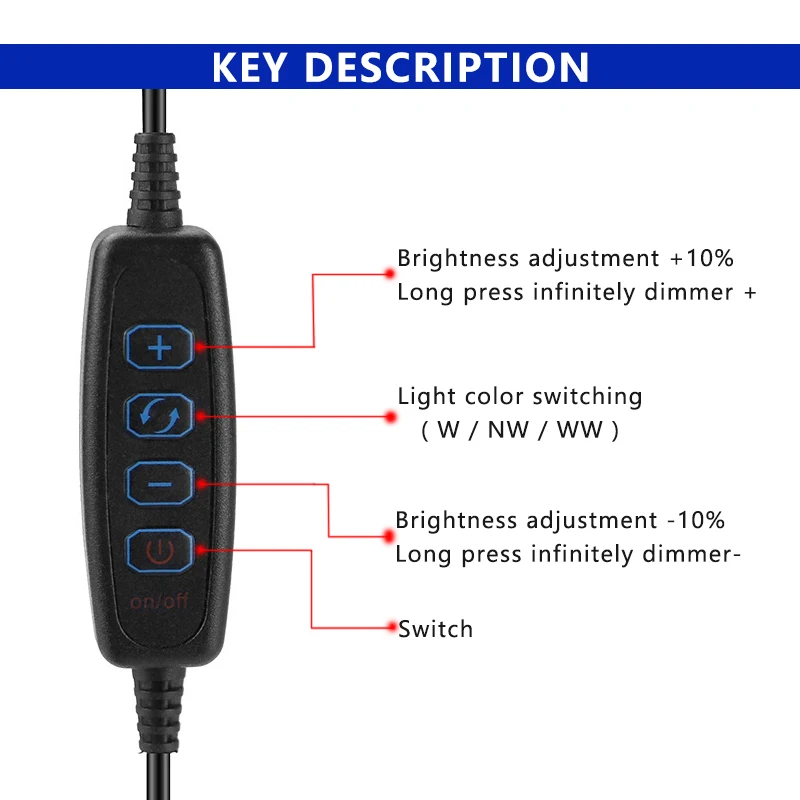 Podwójny kolor kabel wyłącznik ściemniacza USB 5V 2A ściemnialny przełącznik 2M 3P włączanie/wyłączanie sterowania ściemniania przewodów