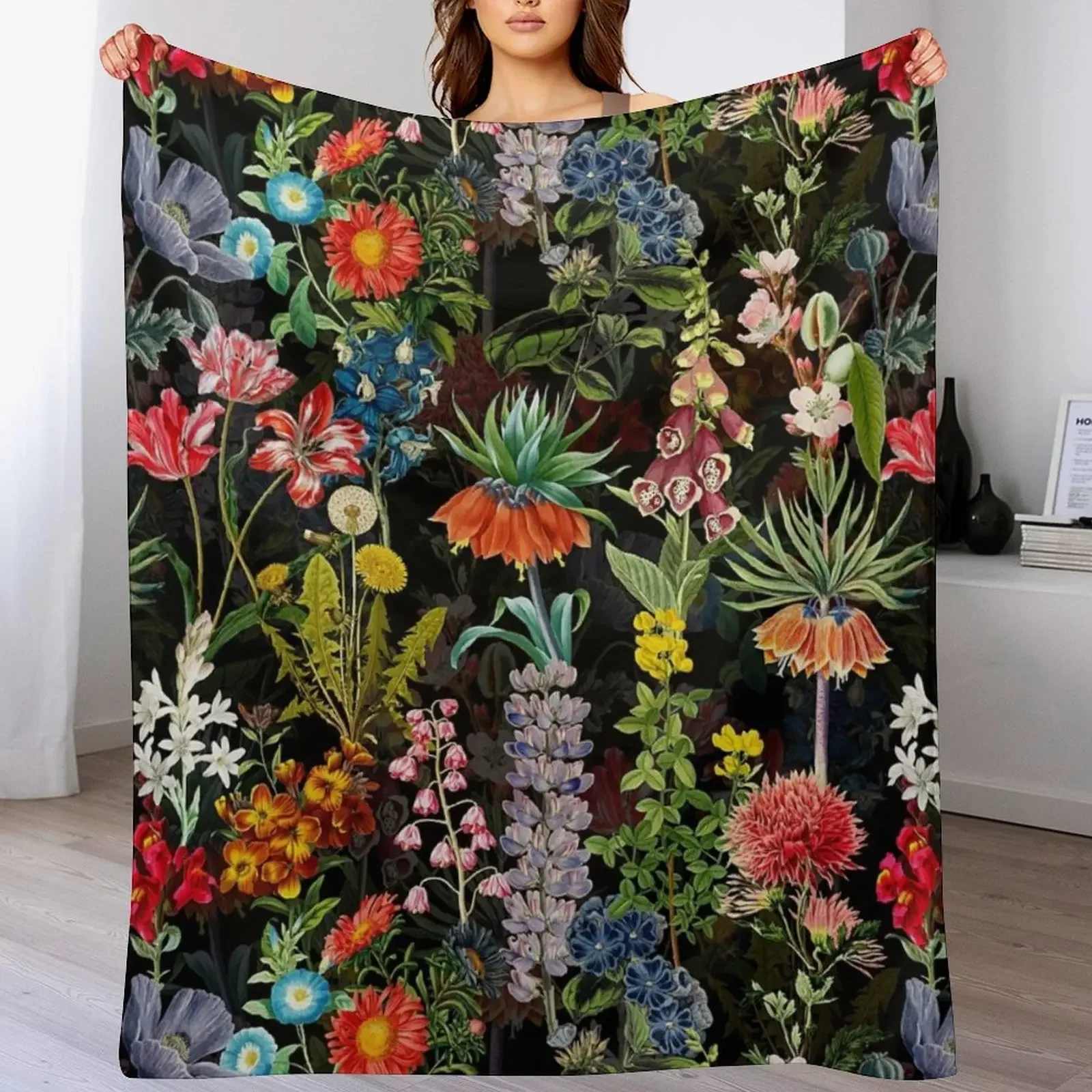 

Vintage Springflower Midnight Garden Throw Blanket Luxury Thicken Cute funny gift Camping Blankets