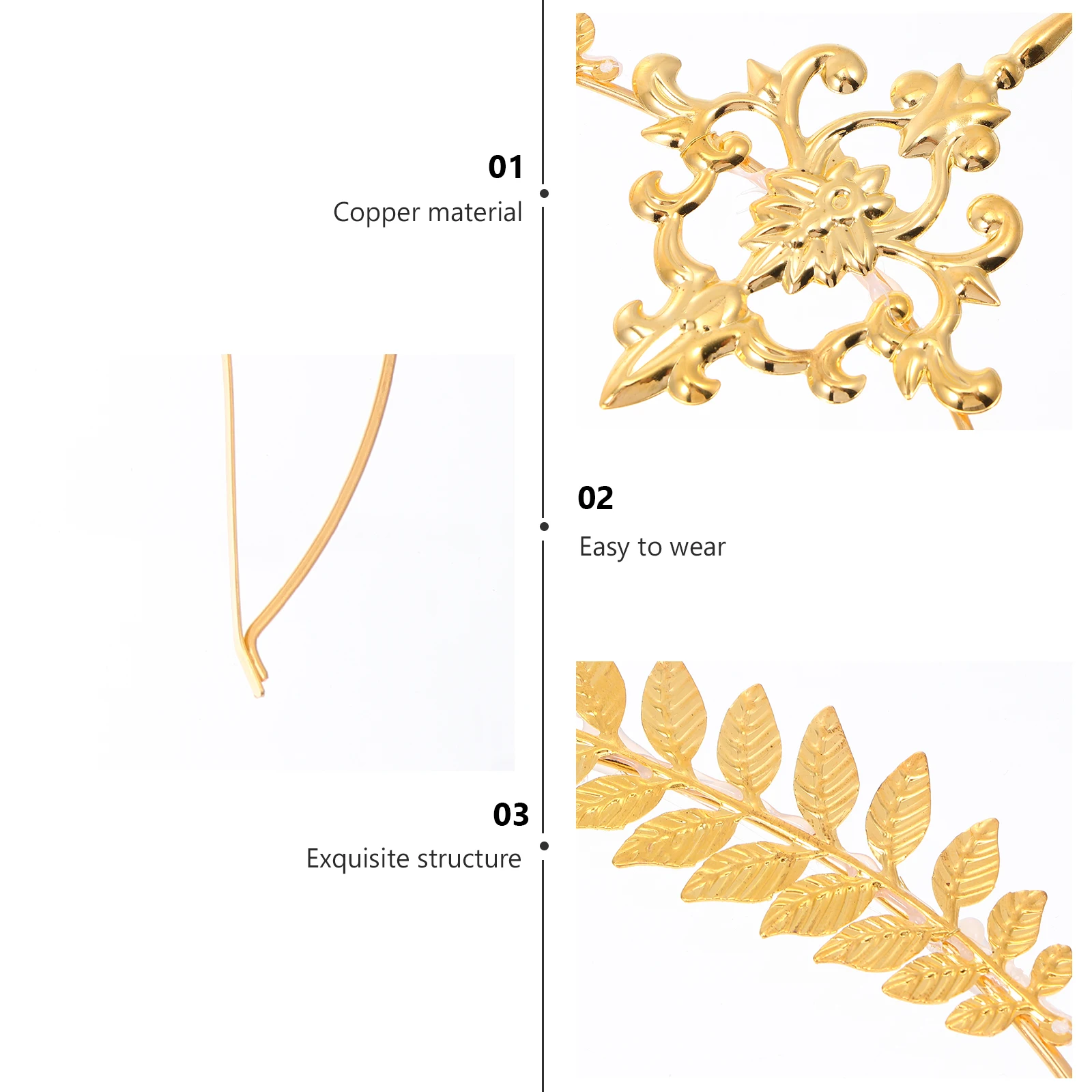

Golden Hairb Elegant Retro Iron Headb Girls Hair Accessories Chic Design Wedding Party Prom Decorative Hair Decor