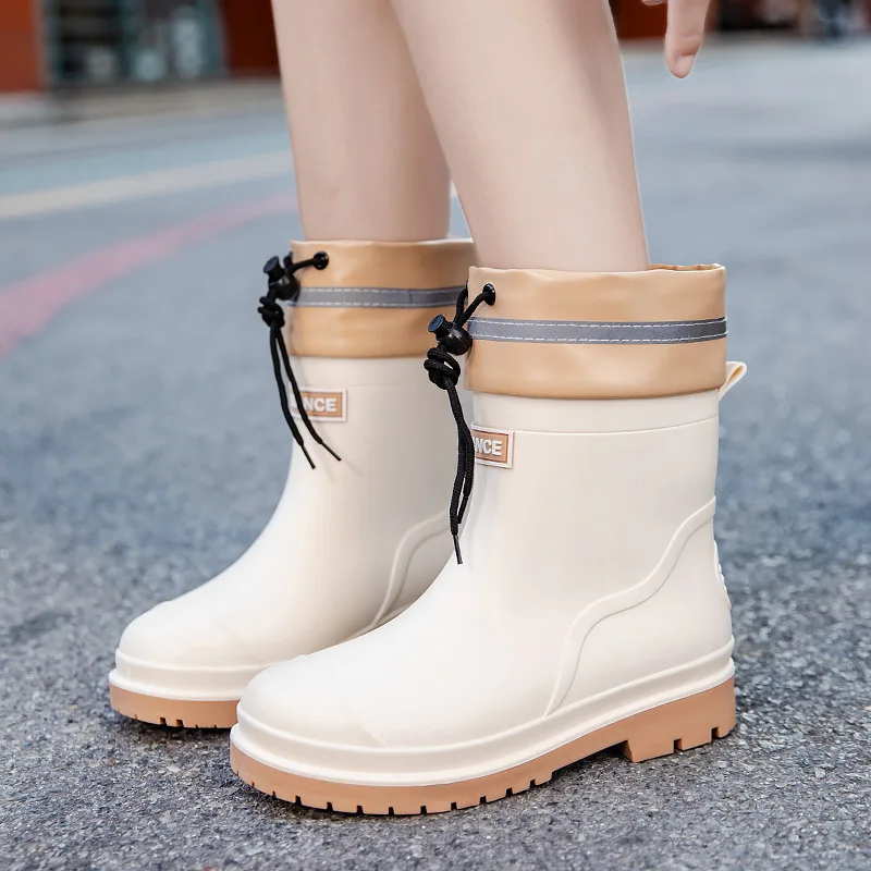 

Women's Short Rain Boots Adult Work Waterproof Wear-resistant Slip-resistant Casual All-match Rubber Shoes for Daily Use