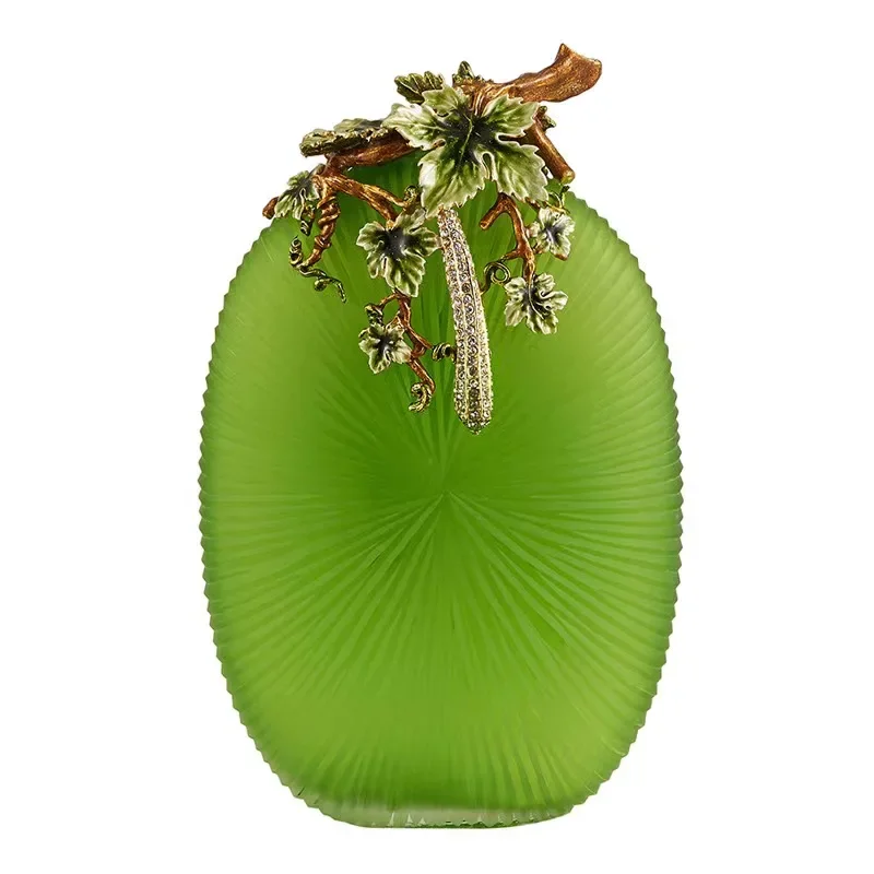 

New Design Advanced Modern Soft Decoration Living Room Villa Hand Painted Enamel Stained Glass Metal Creative Vase