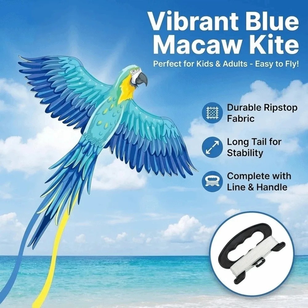 Easy To Fly Large Bird Kite Parrot Good Flying Children's Kite 100M Kite Line Outdoor Flying Toy Animal Wind Kites Family Trips