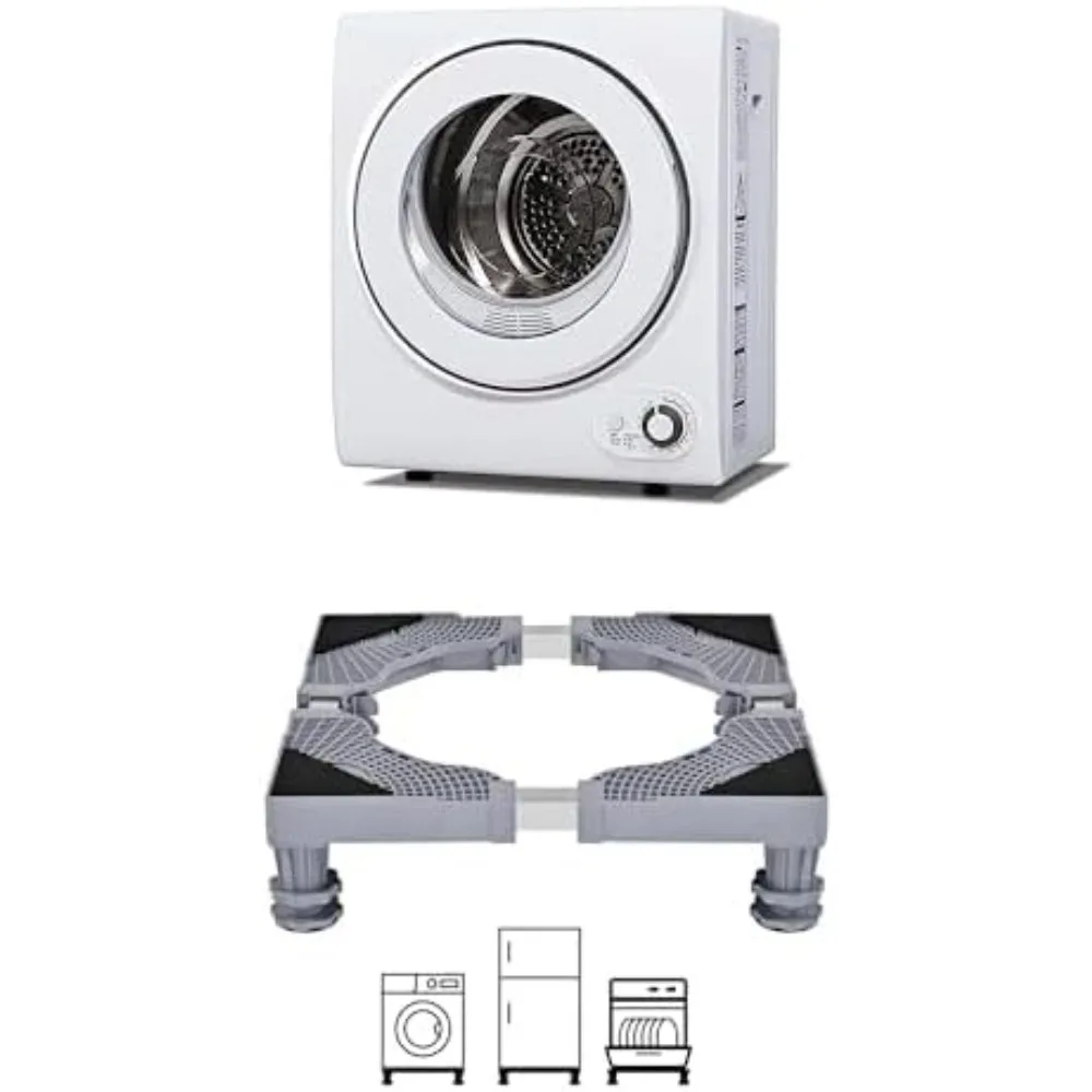 

1.5 Cu.Ft portable dryer, with Stainless Steel Tub ，Washer Dryer Base with Four Power Feet, Horizontal Adjustable Base