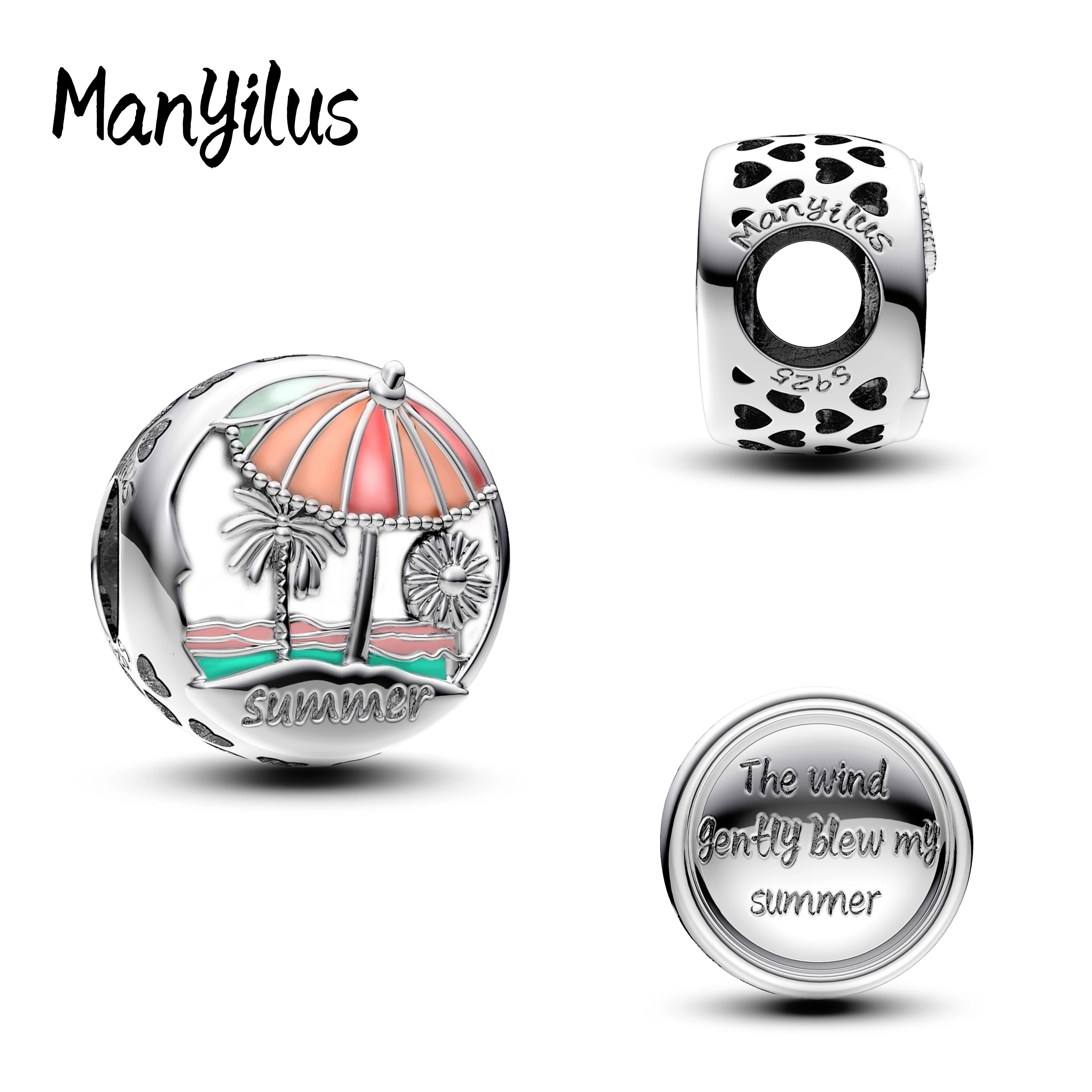 

Manyilus 2025 New Summer Beach Charms S925 Sterling Silver Keychain Beads For Charm 925 Original Bracelet Charms For Jewelry