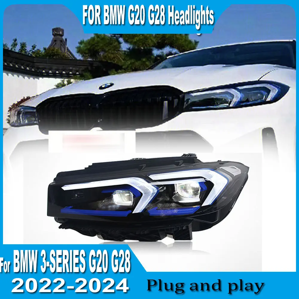 LED Headlights for BMW G20 G28 Car HeadLamp Assembly 2022 2023 2024 320i 325i 330 Turn Signal High Beam Angel Eye Projector Lens