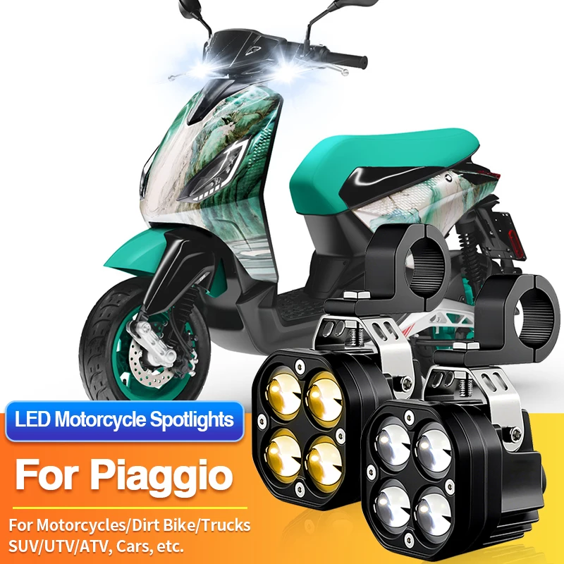 

1 Set LED Motorcycles Headlight 2-Color Fog Light Spotlight Off Road for Piaggio MP3 350 Sport LT/1 Active Euro 5/1 FCW Active