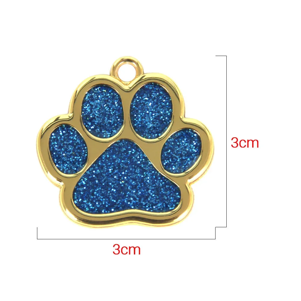 Personalized Collar Pet ID Tag Custom Free Engraved Cat Dog Puppy Name Necklace Gold Paw Glitter Pendant Pet Accessories 3CM