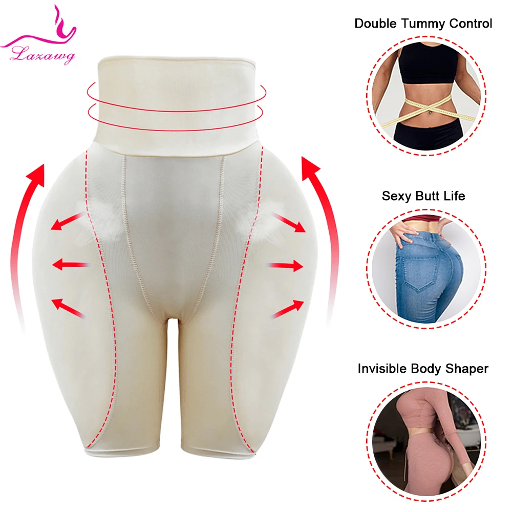 LAZAWG Women Butt Enhancer Shapewear Removable Pad Butt Lifter Panties High Waist Butt Lifting Shorts Tummy Control Underwear