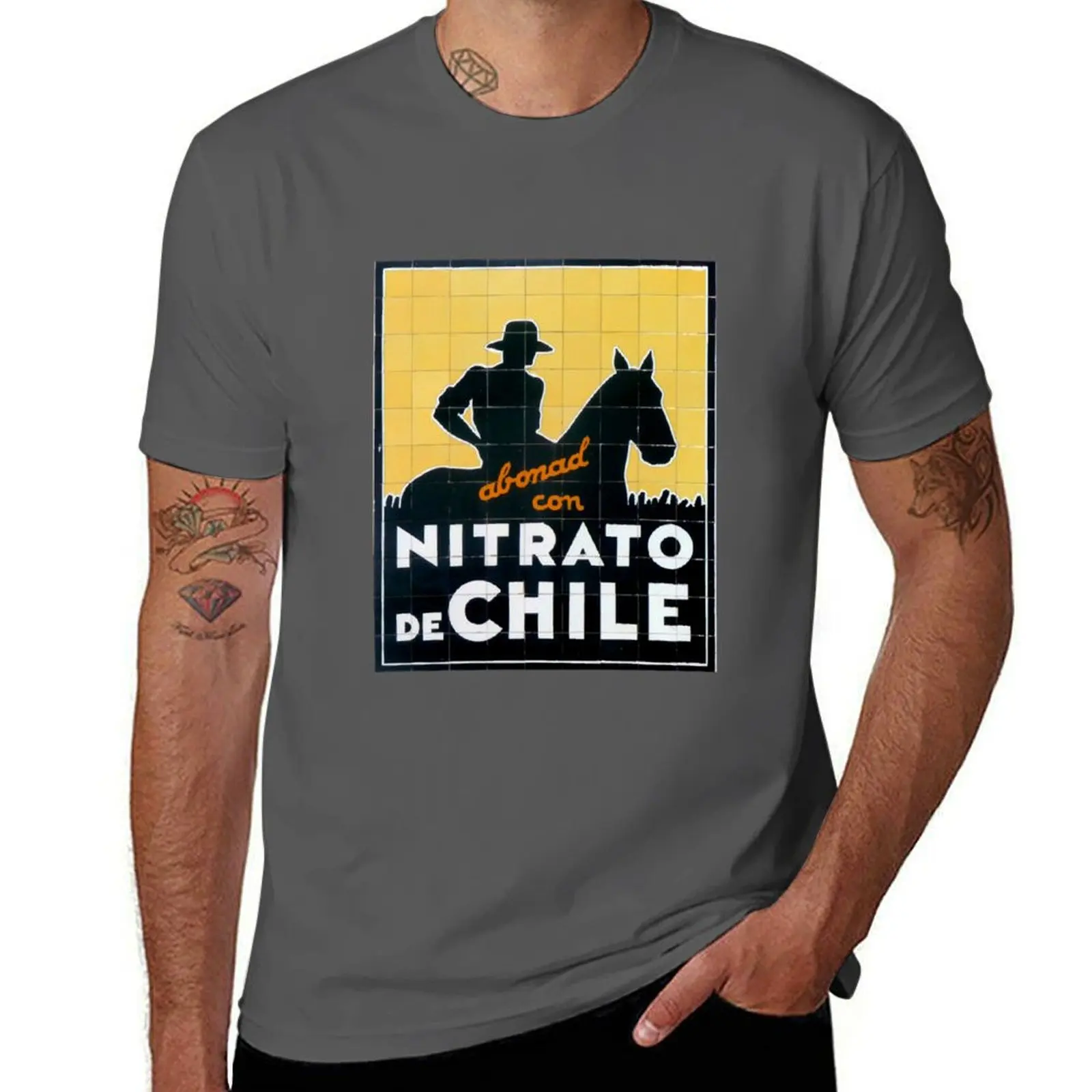 Nitrato de chile cidade velha logotipo espanhol camiseta algodão 100% t camisa impressão personalizada dos homens camisetas gráficas camiseta