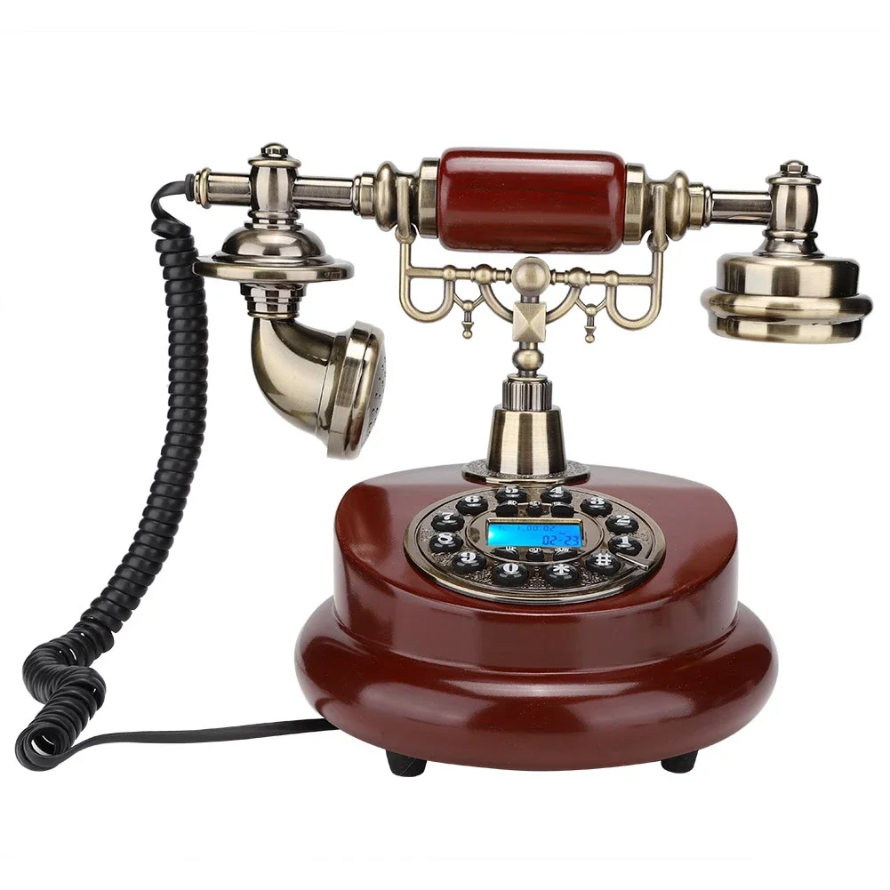 European Retro Style Telephone Old Fashioned Phone Push Button Dial Desktop Wired Fixed Phone for Home Hotel Office Business