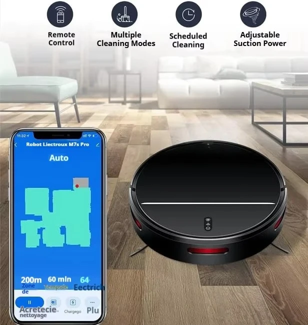 M7S Pro Smart Vacuum Cleaner 2-in-1 Sweep & Mop, Strong Suction, Gyro Navigation, APP Control