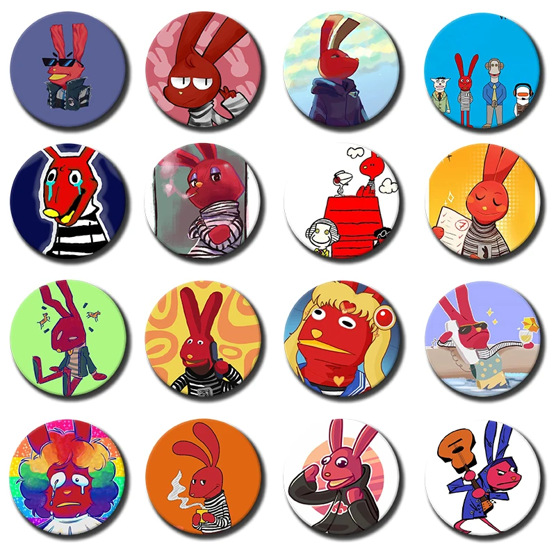 58mm 1PC Funny B-Bodoque 31 Bunny Badge Brooch Figure Lapel Pins Clothes Backpack Fashion Cute Collection Decoration Display