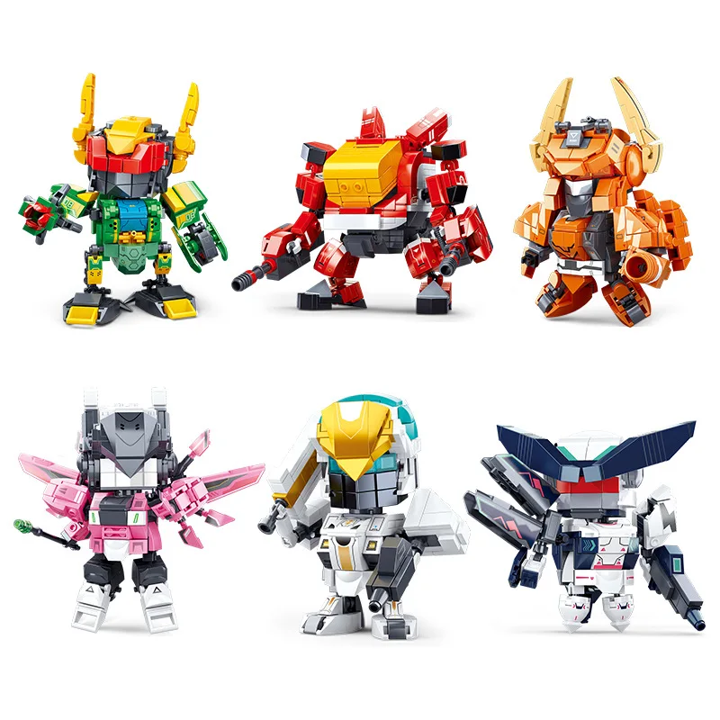 SLuban 1007 Mobile City Mech Alpha Andromeda Suzaku Arthur Regang Brickheadz Building Block DIY Educational Bricks Toys Gifts