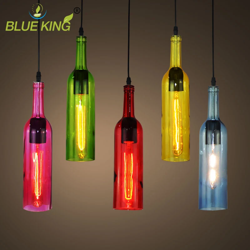 

Скандинавская простая креативная люстра в стиле минимализм для ресторана, бара, кафе, с декором в виде цветных пивных бутылок