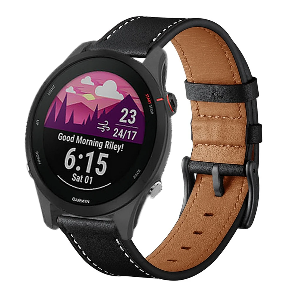 Cinturino in pelle per Garmin Forerunner 165 255 265 Cinturino di ricambio musicale per Garmin Venu Sq 2 Approach S40 S42 Accessori