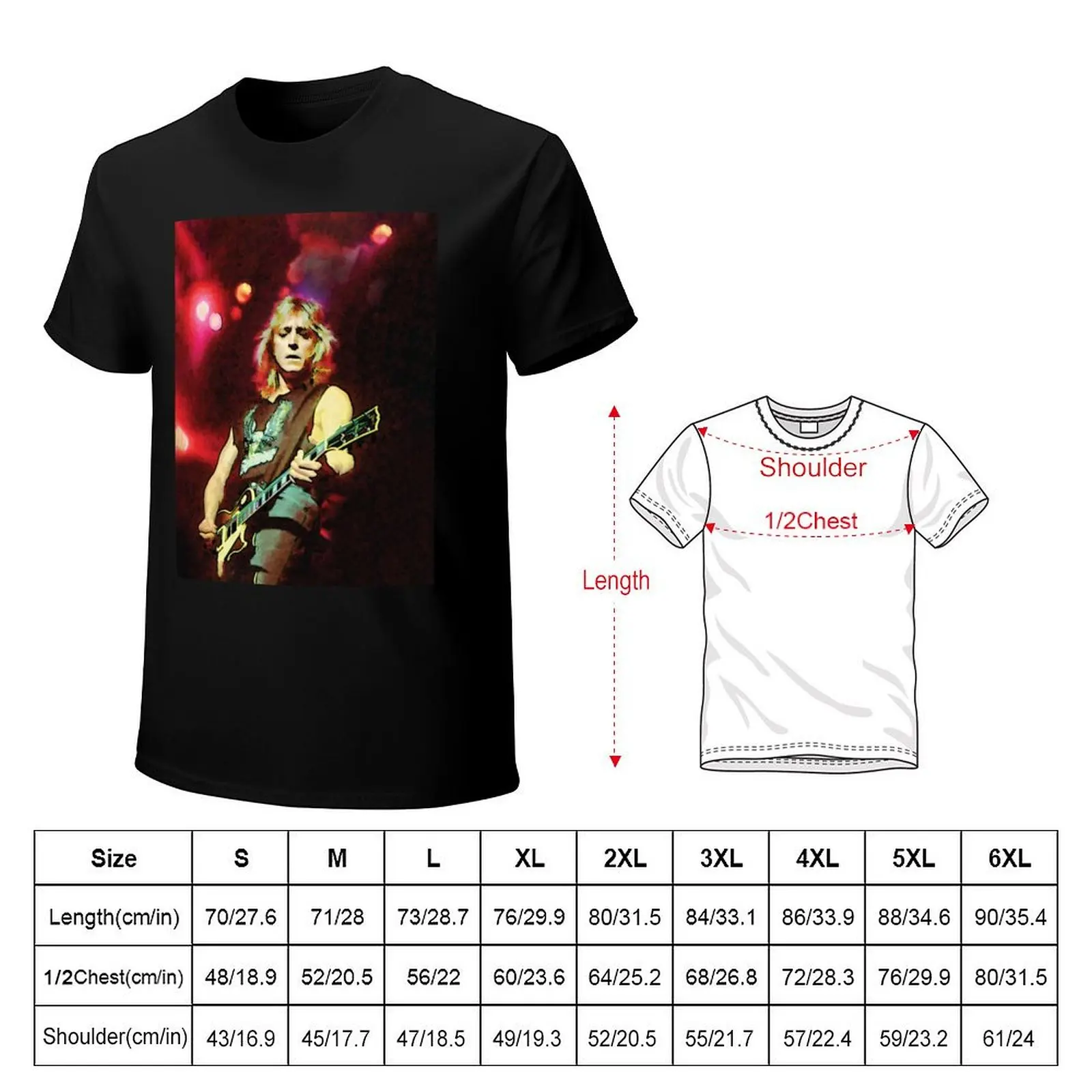 Mick Ronson digital painting guitarist on stage T-Shirt Outdoor Work Short Sleeve Top