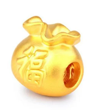 

24k pure gold charms fine gold bags wishes bag 999 real gold accessories for bracelet diy charms