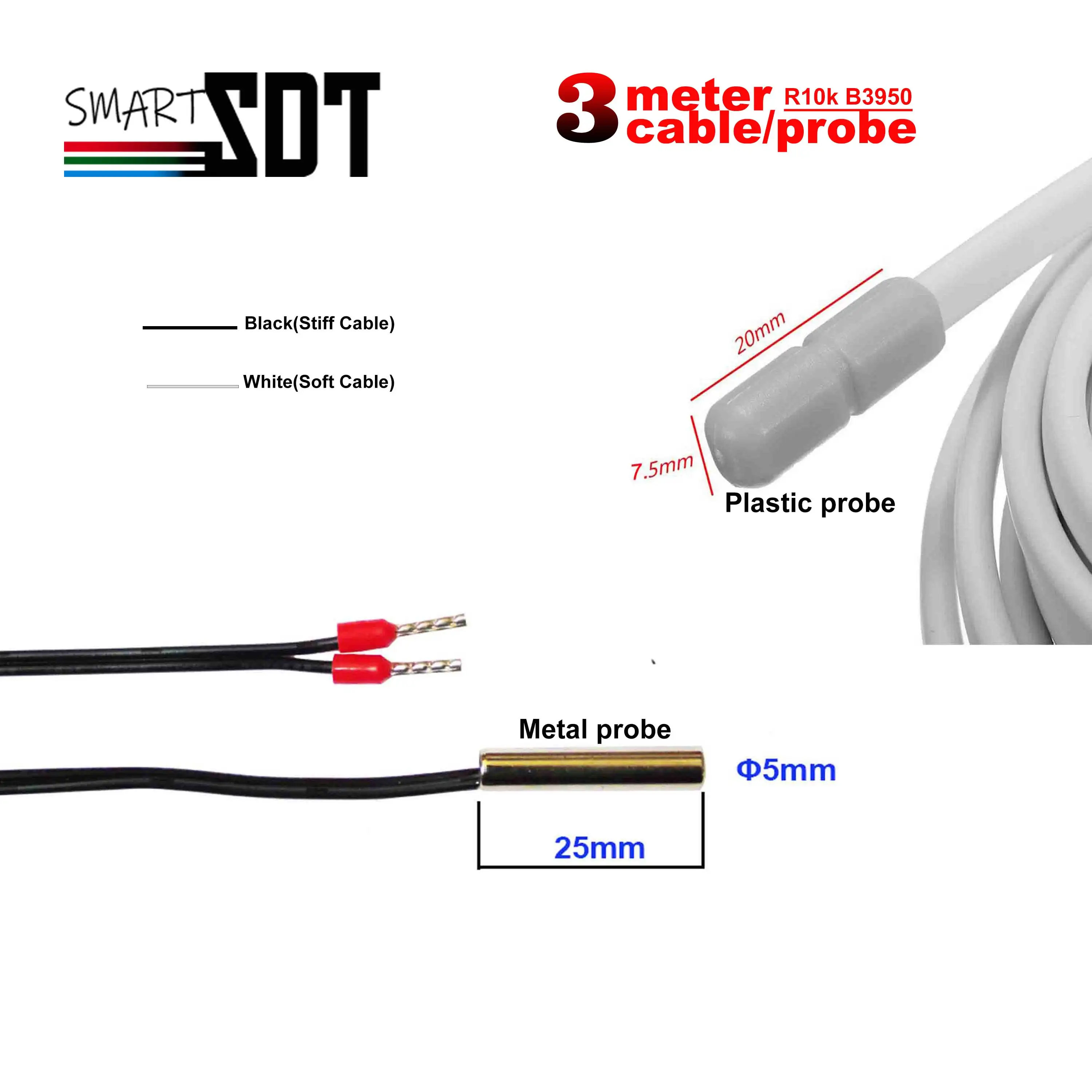 3M NTC Temperature Sensor 10K B3950 for Thermostat Monitoring Floor Movement Probe