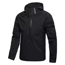 Men's Lightweight Waterproof Rain Shell Jacket (Black)