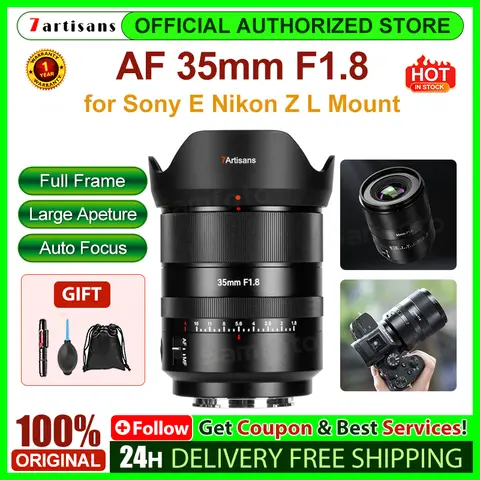 7artisans AF 35mm F1.8 Auto Focus Full Frame STM Camera Lens Large aperture for Sony Alpha 7 IV 7R V 7C II 7S III for Sony E