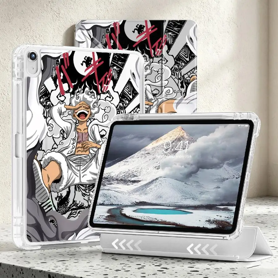 Image of One Piece Luffy Tablet-Hülle für iPad 11. Mini 7 6 5 Air 8 M2 M3 3 12. 10. Gen 9. Pro 13 2025 2026 mit Stiftschlitz-Abdeckung